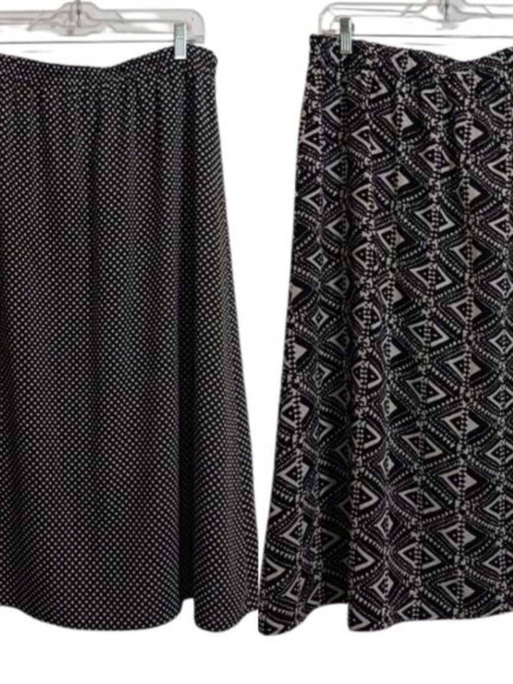 Black & white reversible skirt sz L polka dot geometric print modest minimalist